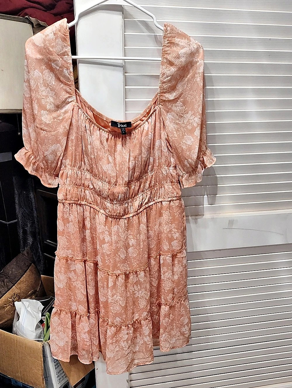Trixxi Floral Mini Dress in Orange & White Size Large